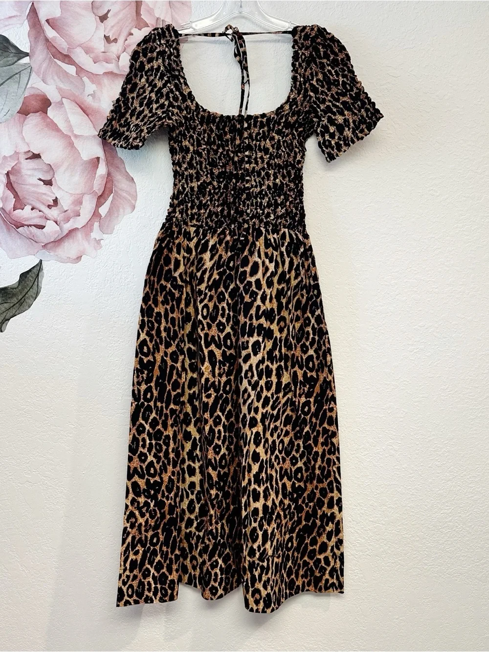 Damson Madder Malinda Smocked Animal Cheetah Midi Dress NWT Size EU 6/ US 2 - Picture 9 of 15